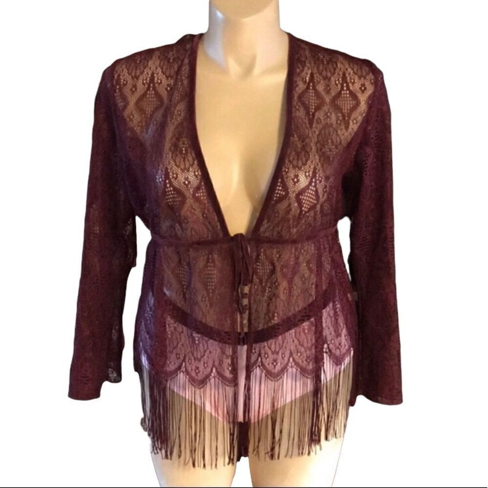 Venezia 14/16 Wine Lace Jacket with Fringe